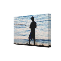 Surf Fishing At Dusk 6 Wrapped Canvas Stretched Canvas Print