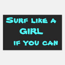 surf like a girl rectangle sticker