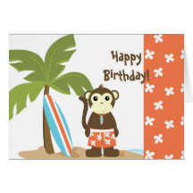 Surf Monkey Greeting Card