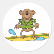 Surf Monkey Round Sticker