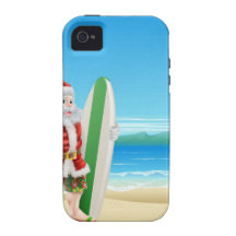 Surf Père Noël sur la plage Coques Case-Mate iPhone 4