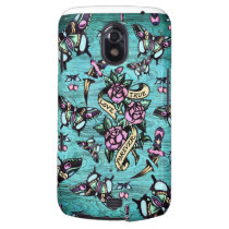 Surfabilly Tattoo Icons Pattern on wood base. casemate cases