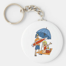 Surfboard at the Beach Key Chain