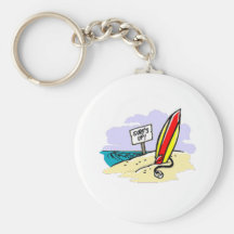 Surfboard on Beach Keychain