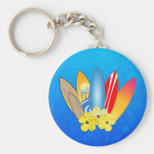 Surfboards And Hibiscus Key Chain