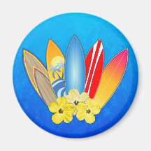 Surfboards And Hibiscus Refrigerator Magnet