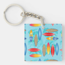 Surfboards And Palm Trees Acrylic Key Chains