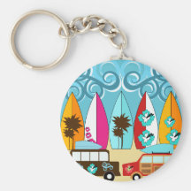 Surfboards Beach Bum Surfing Hippie Vans Key Chain