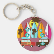 Surfboards Beach Bum Surfing Hippie Vans Keychains