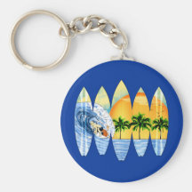 Surfer And Surfboards Keychains