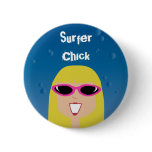 Surfer Chick With Sunglasses Pin