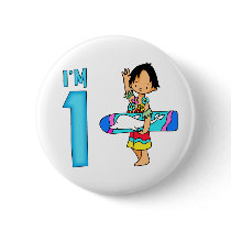 Surfer Dude 1st Birthday Pinback Buttons