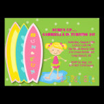 Surfer Girl Beach Party Birthday Invitation invitations