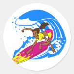 Surfer Girl Round Stickers