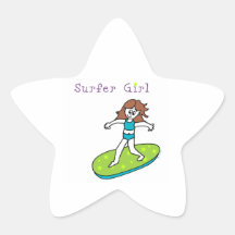 Surfer Girl Star Stickers