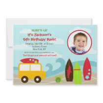 Surfer Surf Photo Birthday Party invitations