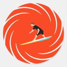 Surfer - Surfeur Adhésif Rond
