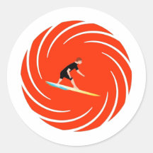 Surfer - Surfeur Autocollant Rond