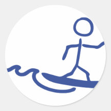 surfer surfing icon round stickers