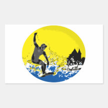 surfeur  basque de Biarritz en action Stickers En Rectangle