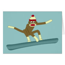 Surfeur de singe de chaussette cartes de vœux