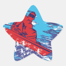Surfeur frais stickers en étoile