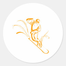 Surfeur orange adhésifs ronds