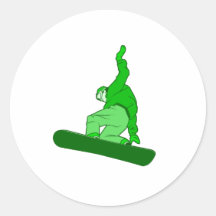 Surfeur vert autocollant rond