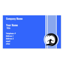 Surfing; Blue Business Card Templates