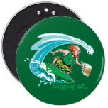 Surfing Irish Leprechaun Button
