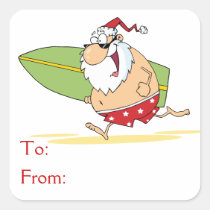 Surfing Santa Claus stickers