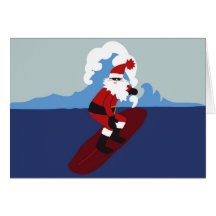 Surfing Santa-Horizontal Greeting Cards