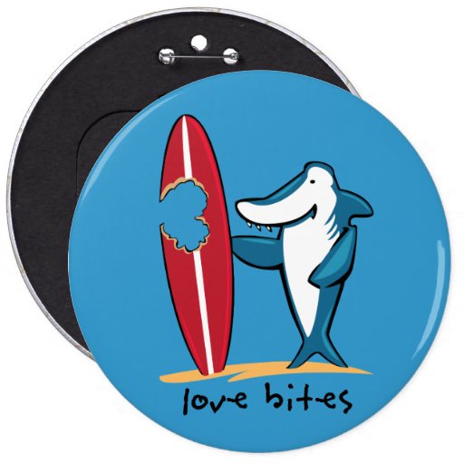 Surfing Shark Valentine Buttons
