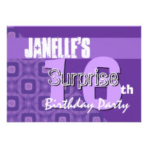 Surprise 16th Birthday Purple Diamonds Ver 2 G412 Personalized Invitations