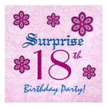 SURPRISE 18th Birthday Party Pink Lace Flowers Personalized Invitations