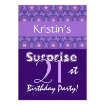 SURPRISE 21st Birthday Purple Stars Ver 2 T555 Personalized Announcements