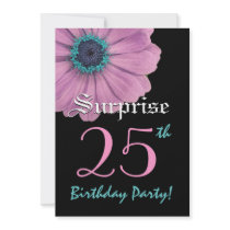 SURPRISE 25th Birthday Template Pink Daisy Custom Invitations