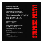 SURPRISE 30th Birthday Party Black Red Metallic Custom Invitations