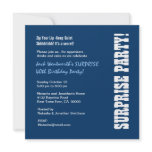 SURPRISE 40th Birthday Party Navy Blue and White Invitations