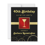 Surprise 40th Birthday Red Black Gold Invitations