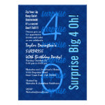 SURPRISE 40th Birthday Shades of Blue F211 Custom Invitation