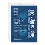 SURPRISE 40th Modern Birthday Blue and White Announcements