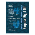 SURPRISE 40th Modern Birthday Blue and White Stars Personalized Announcements