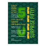 SURPRISE 50th Birthday Green and Gold Ver 2 W1492 Custom Announcement