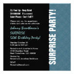 SURPRISE 50th Birthday Modern Dusty Blue W1452 Invite