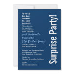 SURPRISE 50th Birthday Modern Navy Blue White Custom Invite