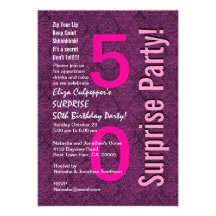 SURPRISE 50th Birthday Purple B401 Personalized Invitation