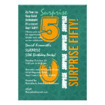 SURPRISE 50th Modern Birthday Green and Gold W1775 Invite
