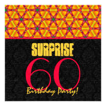 SURPRISE 60th Birthday Party Festive Colors V20A Custom Invites