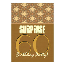 SURPRISE 60th Birthday Party Gold and Tan V20C Personalized Invites